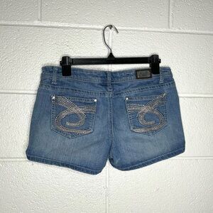 < Earl Jeans Denim Rhinestone Embellished Shorts >